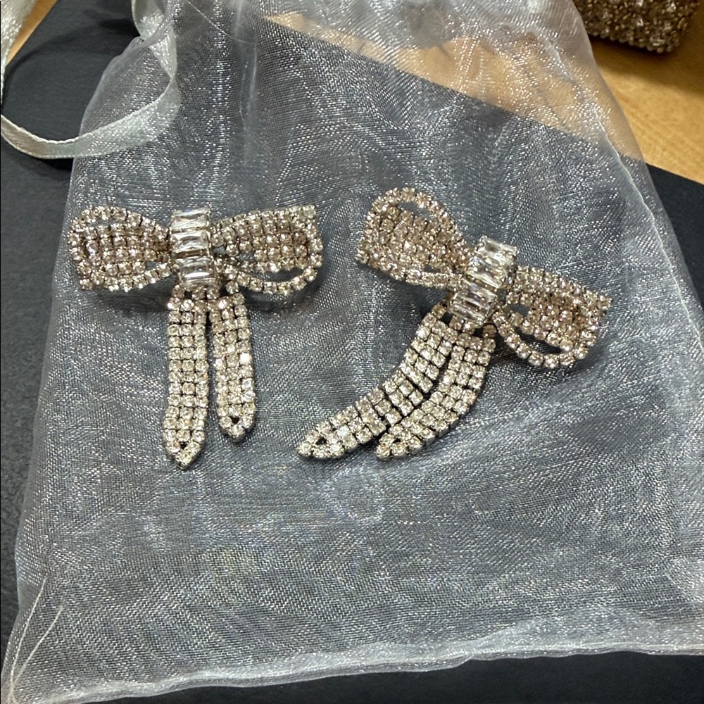 Elegant Silver Bow Earrings